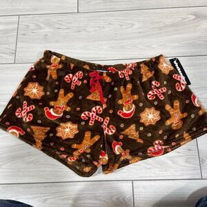 NWT Weekending Gingerbread fuzzy pyjama shorts‎ size xl
